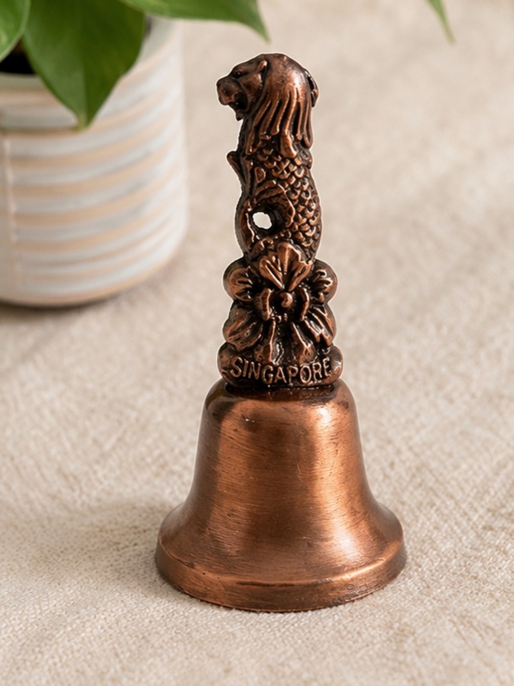 Vintage Copper Bell From Singapore Collectible Souvenir